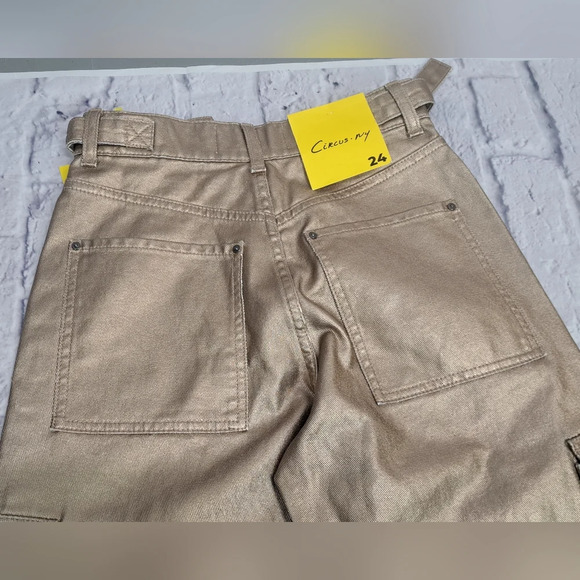 NWT Circus NY Slouchy Cargo Jeans Gold Metallic High waist Wide Leg sz 24 - Picture 13 of 16